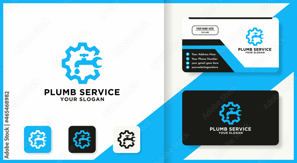 faucet gear tool combination logo and business card design faucet gear tool combination logo and business card design