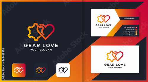 gear love logo design and business card