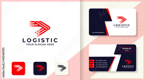 simple digital line logistic logo and business card design