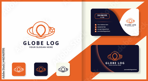 box globe location logo and business card design