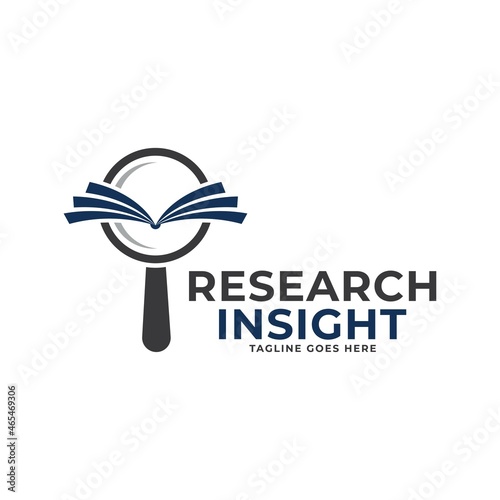 Research insight logo icon vector template. Research logo with simple and elegant magnifying glass symbol.