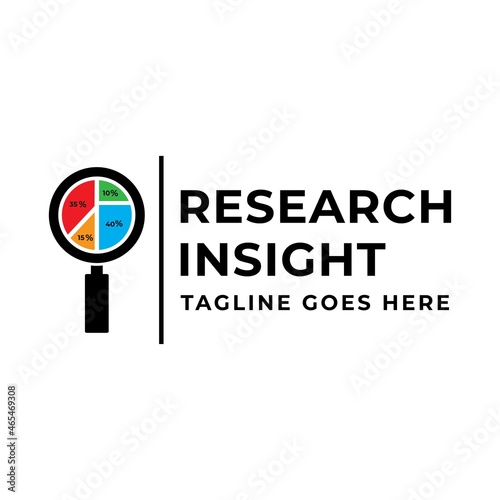 Research insight logo icon vector template. Research logo with simple and elegant magnifying glass symbol.
