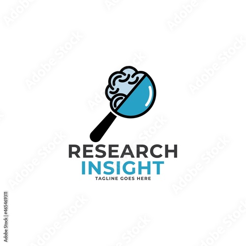 Research insight logo icon vector template. Research logo with simple and elegant magnifying glass symbol.
