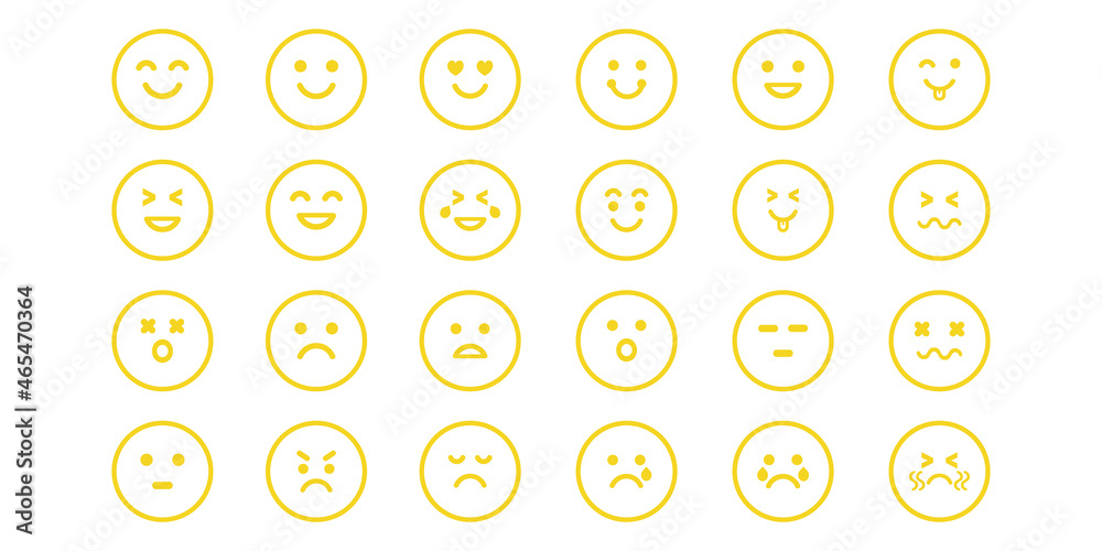 Expression of emotion concept set face of emoji character in diffetent emotions Expression of emotion concept set face of emoji character in diffetent emotions