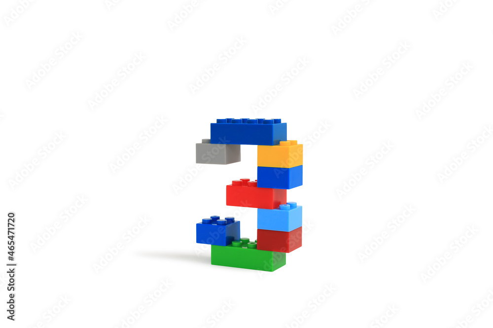 Arabic number symbol 3 from colorful plastic brick block constructor isolated on white background. Image with Clipping path Arabic number symbol 3 from colorful plastic brick block constructor isolated on white background. Image with Clipping path