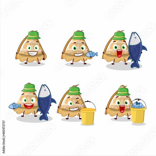 A fisherman slice of peach pie cartoon picture catch a big fish