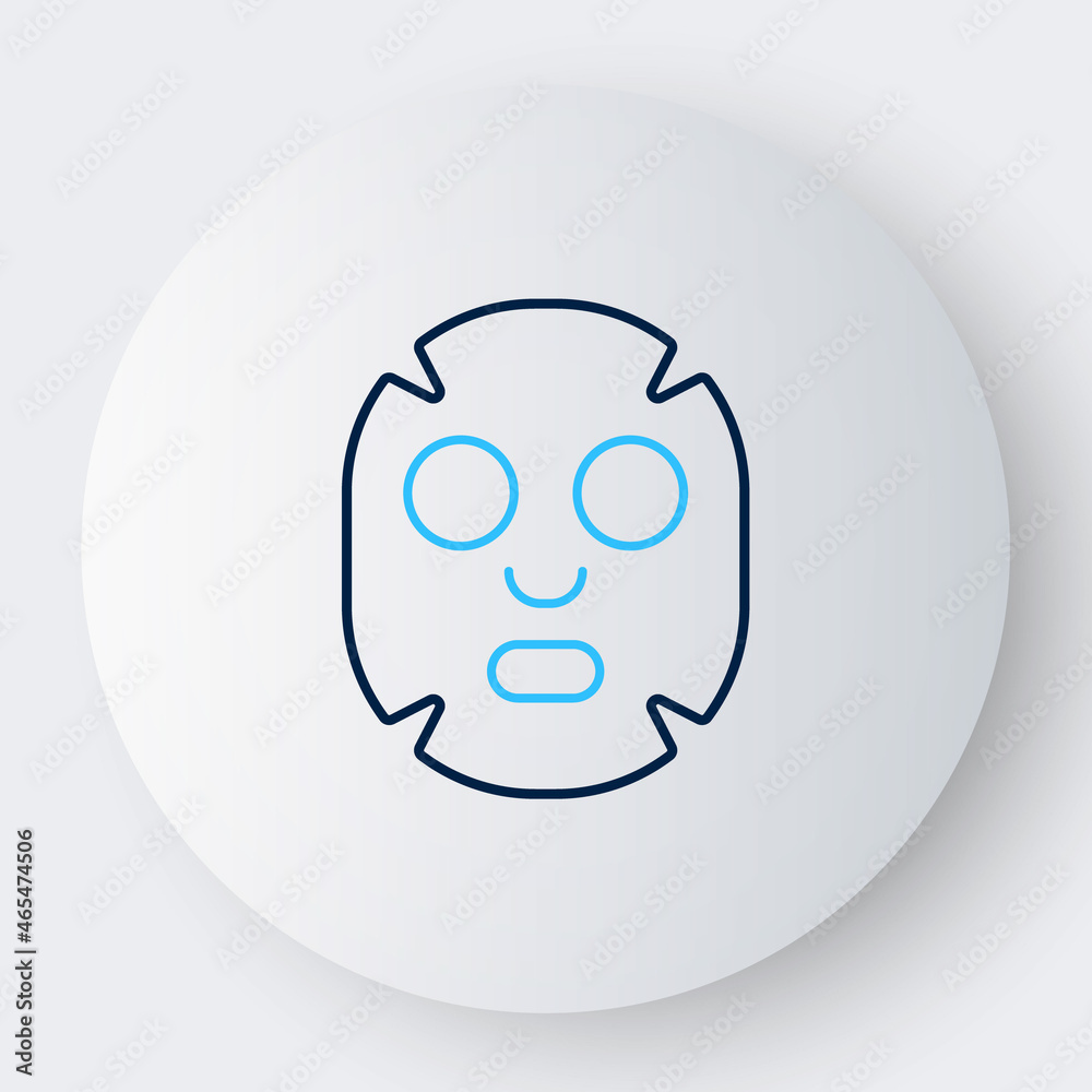 Line Facial cosmetic mask icon isolated on white background. Cosmetology, medicine and health care. Colorful outline concept. Vector Line Facial cosmetic mask icon isolated on white background. Cosmetology, medicine and health care. Colorful outline concept. Vector