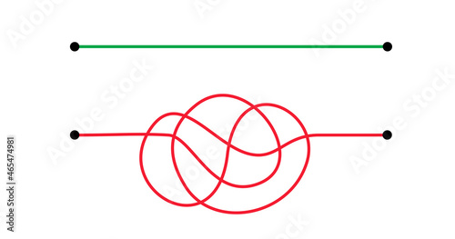 Different hand drawn doodle scribble path lines. Business solution searching concept. Way to solve problem. Vector design elements for trending infographic.
