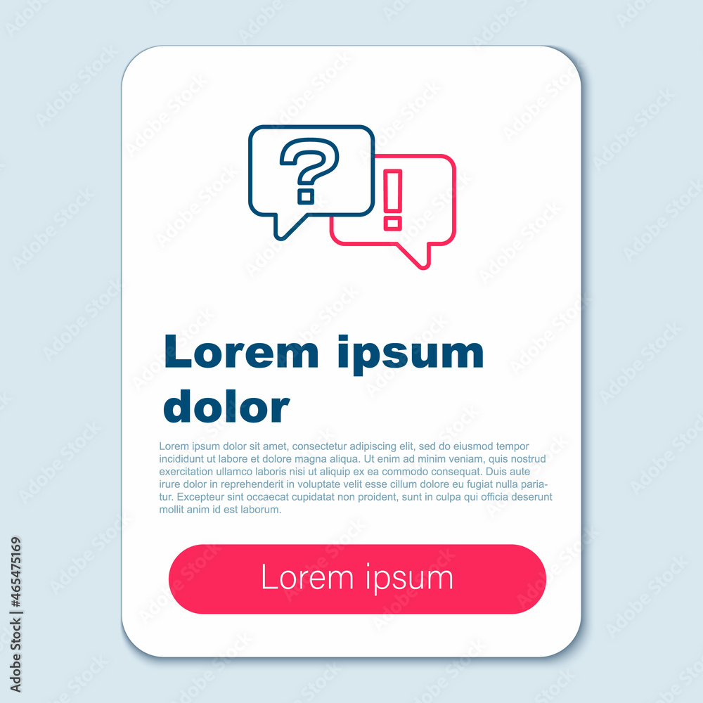 Line Speech bubbles with Question and Answer icon isolated on grey background. Q and A symbol. FAQ sign. Chat speech bubble and chart. Colorful outline concept. Vector Line Speech bubbles with Question and Answer icon isolated on grey background. Q and A symbol. FAQ sign. Chat speech bubble and chart. Colorful outline concept. Vector