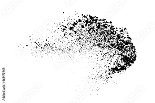 Black grainy texture isolated on white background. Dust overlay. Dark noise granules. Digitally generated image. Vector design elements. Illustration, Eps 10.