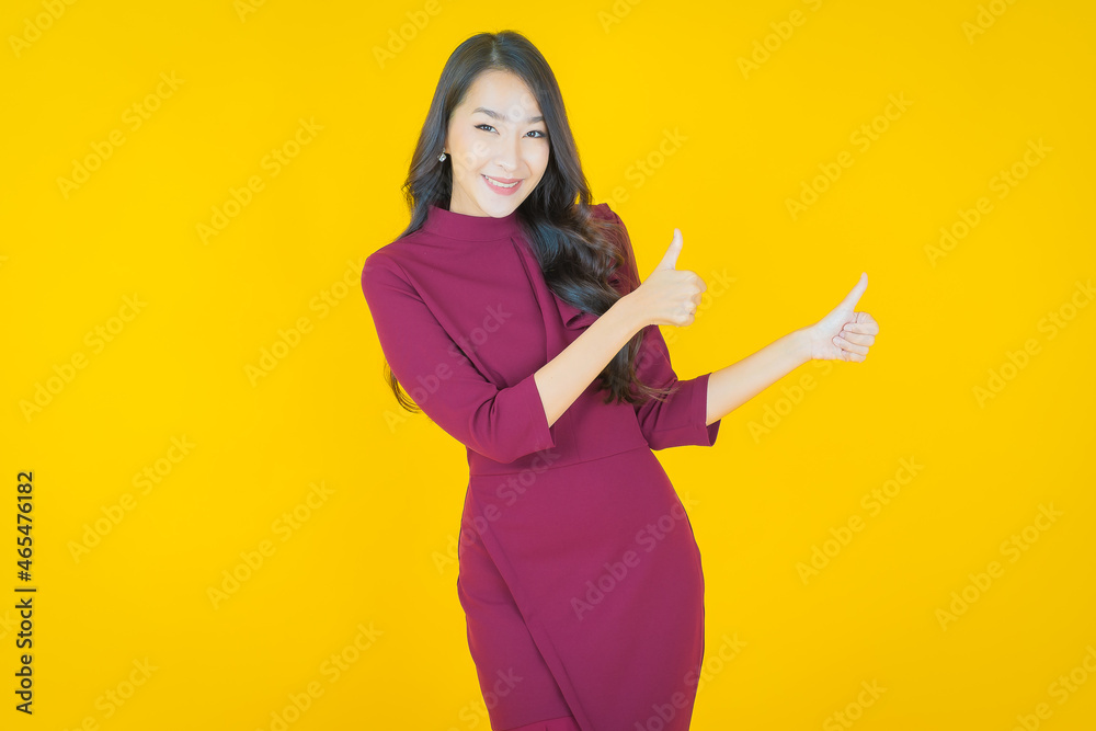 Portrait beautiful young asian woman smile with action Portrait beautiful young asian woman smile with action