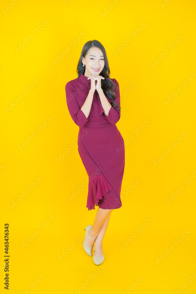 Portrait beautiful young asian woman smile with action Portrait beautiful young asian woman smile with action