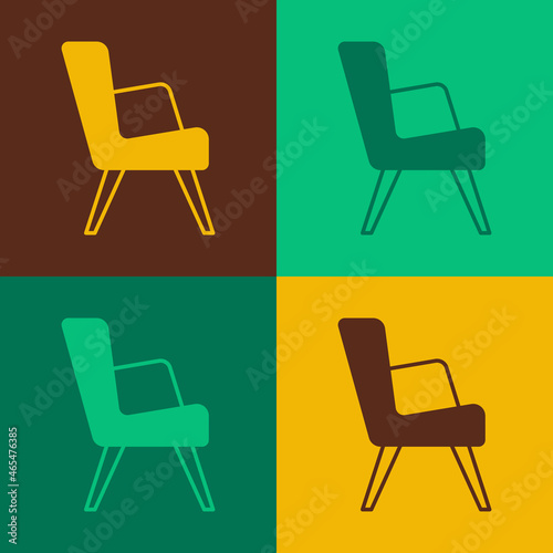 Pop art Armchair icon isolated on color background. Vector