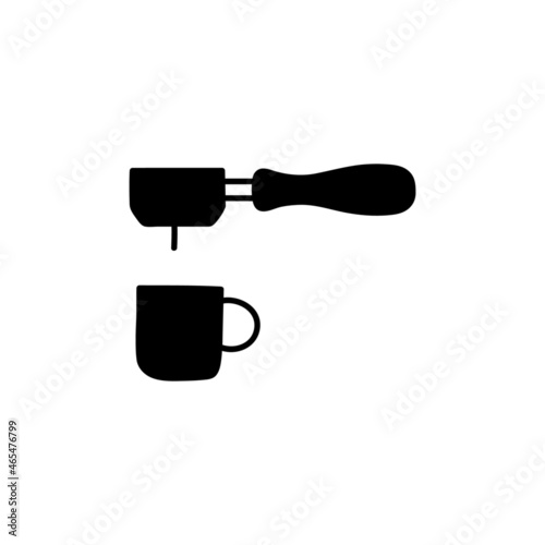 portafilter coffee icon in solid black flat shape glyph icon, isolated on white background 