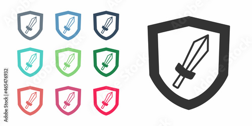 Black Sword for game icon isolated on white background. Set icons colorful. Vector