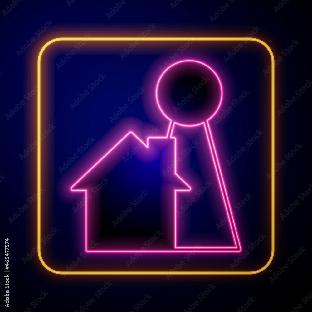 Glowing neon Chip for board game icon isolated on black background. Vector Glowing neon Chip for board game icon isolated on black background. Vector
