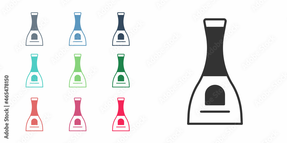 Black Bottle of nail polish icon isolated on white background. Set icons colorful. Vector Black Bottle of nail polish icon isolated on white background. Set icons colorful. Vector