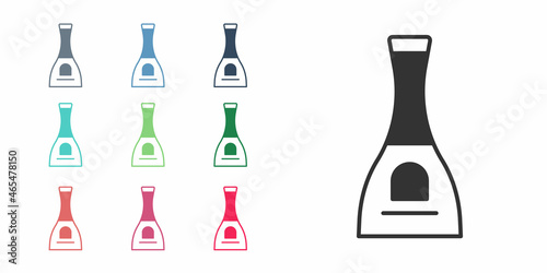 Black Bottle of nail polish icon isolated on white background. Set icons colorful. Vector