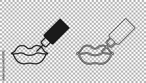 Black Lip augmentation icon isolated on transparent background. Hyaluronic acid lips injection. Contour plastic. Vector
