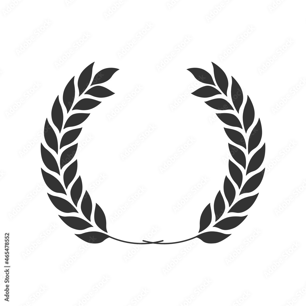 Wheat leaves wreath. Iconic logo background. Prosperous symbol. Vector illustration.