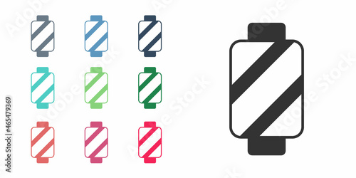 Black Sewing thread on spool icon isolated on white background. Yarn spool. Thread bobbin. Set icons colorful. Vector