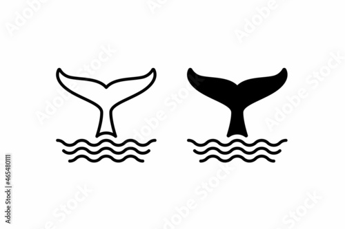whale tail and waves vector icon
