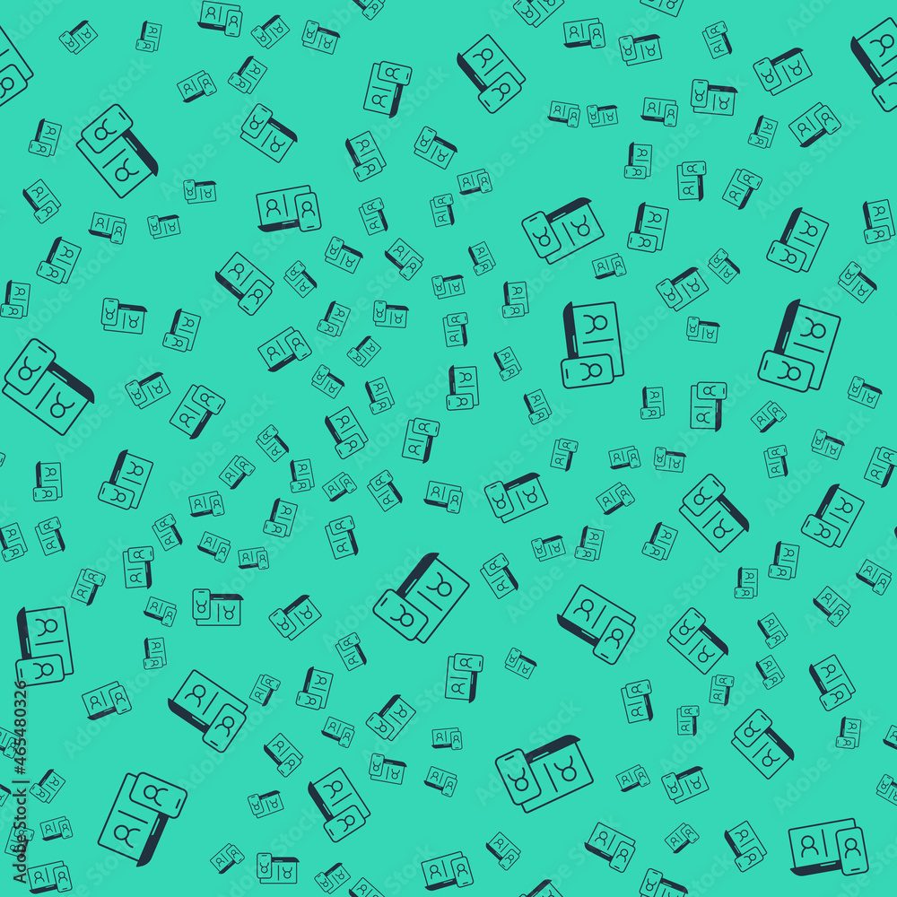 Black Video chat conference icon isolated seamless pattern on green background. Online meeting work form home. Remote project management. Vector Black Video chat conference icon isolated seamless pattern on green background. Online meeting work form home. Remote project management. Vector