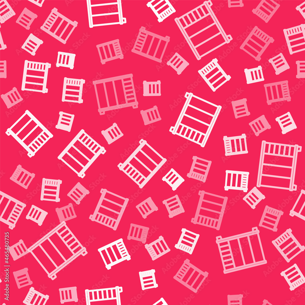 White line Wardrobe icon isolated seamless pattern on red background. Cupboard sign. Vector White line Wardrobe icon isolated seamless pattern on red background. Cupboard sign. Vector