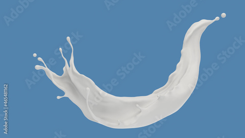 3D rendering of Milk splash isolated on background, liquid or Yogurt splash, Include clipping path.