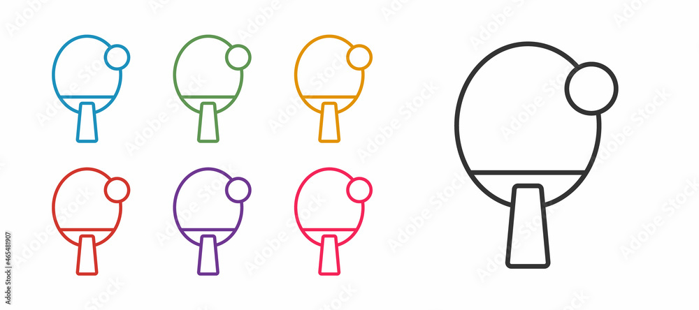 Set line Racket for playing table tennis icon isolated on white background. Set icons colorful. Vector Set line Racket for playing table tennis icon isolated on white background. Set icons colorful. Vector