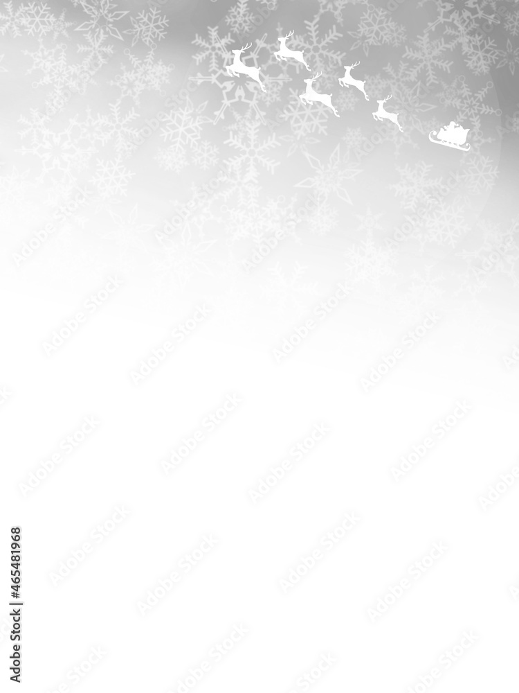 雪とサンタクロースのフレームがある銀色の背景素材