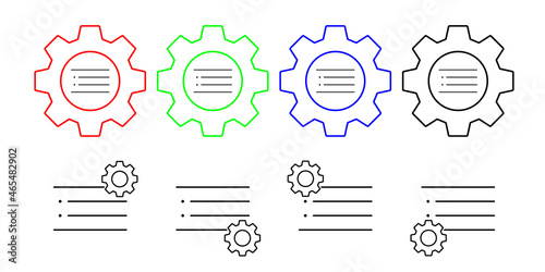 Format, indent, list vector icon in gear set illustration for ui and ux, website or mobile application