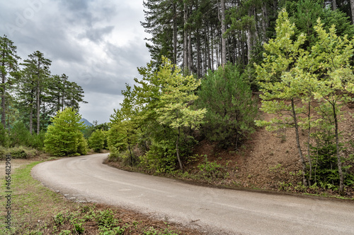 The bend of the mountain road on the Peloponnese peninsula