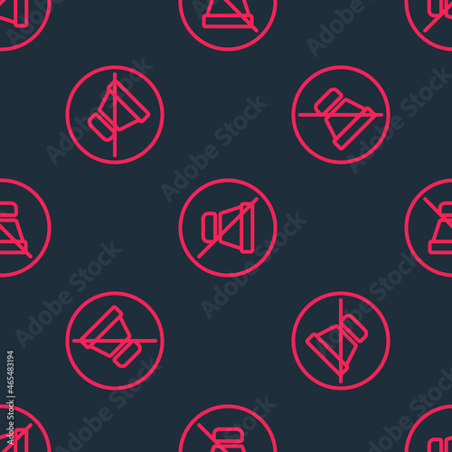 Free Download Red line Mute microphone icon isolated seamless pattern on black background. Microphone audio muted. Vector - GFXLoad