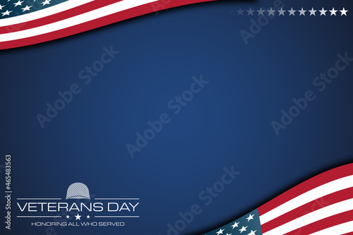 Vector image background for veterans day celebrations with the American flag and copy space area. Suitable to place on content with that theme.