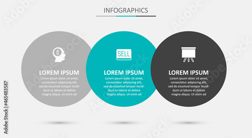 Set Sell button, Business man planning mind and Chalkboard. Business infographic template. Vector