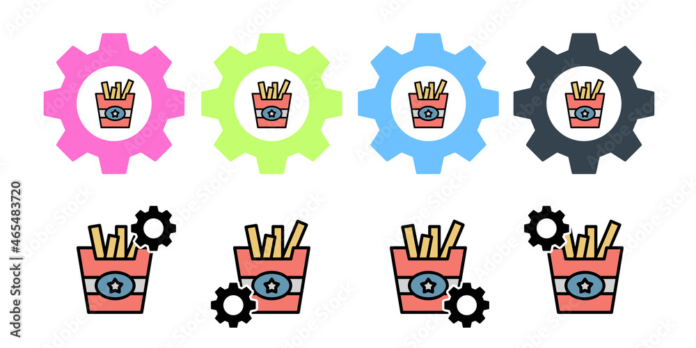 Restaurant french fries vector icon in gear set illustration for ui and ux, website or mobile application
