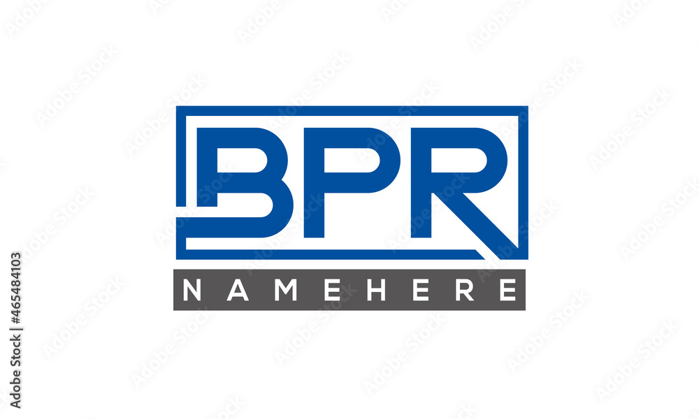 BPR Letters Logo With Rectangle Logo Vector BPR Letters Logo With Rectangle Logo Vector