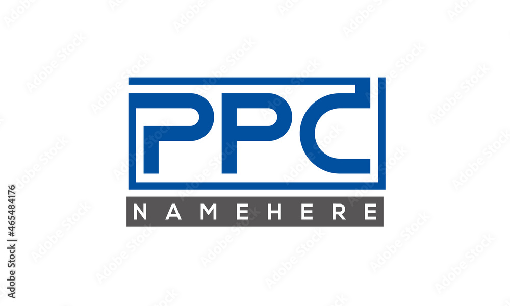 PPC Letters Logo With Rectangle Logo Vector PPC Letters Logo With Rectangle Logo Vector