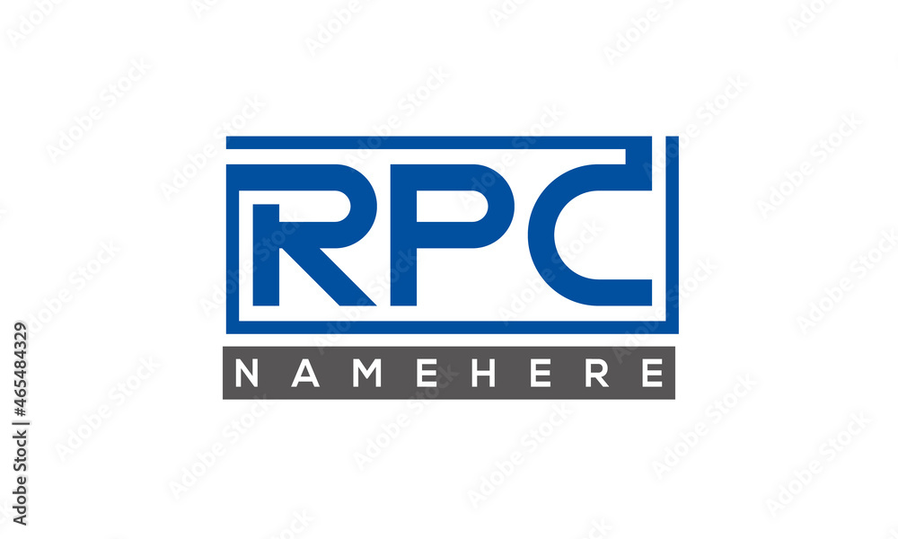 RPC Letters Logo With Rectangle Logo Vector RPC Letters Logo With Rectangle Logo Vector