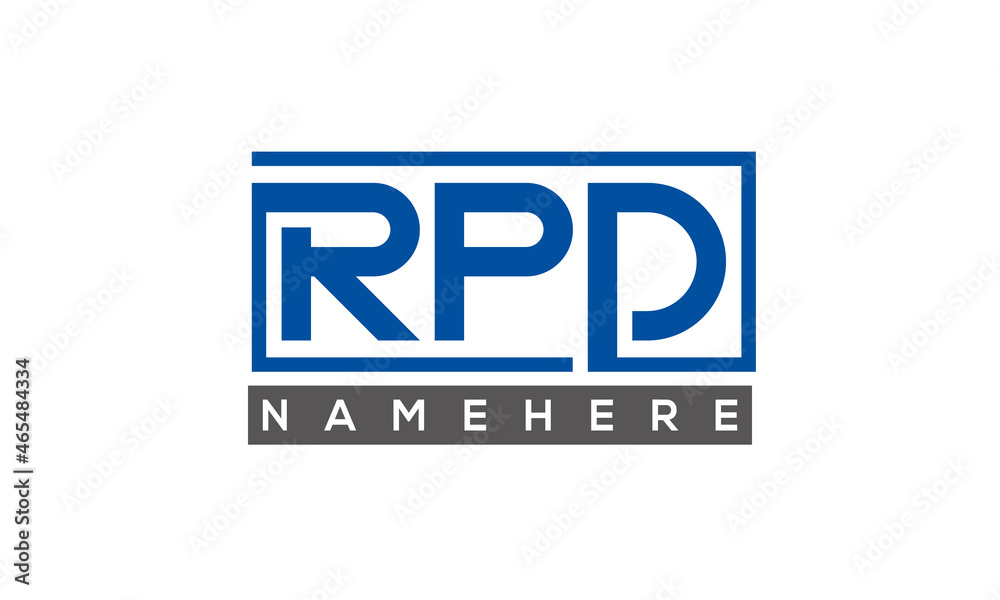 RPD Letters Logo With Rectangle Logo Vector RPD Letters Logo With Rectangle Logo Vector