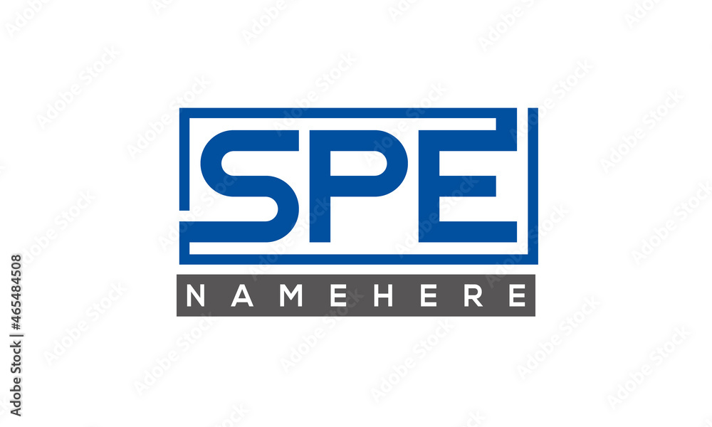 SPE Letters Logo With Rectangle Logo Vector SPE Letters Logo With Rectangle Logo Vector