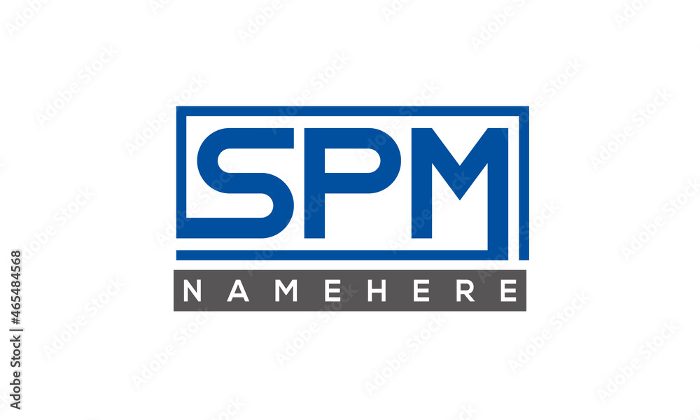 SPM Letters Logo With Rectangle Logo Vector SPM Letters Logo With Rectangle Logo Vector