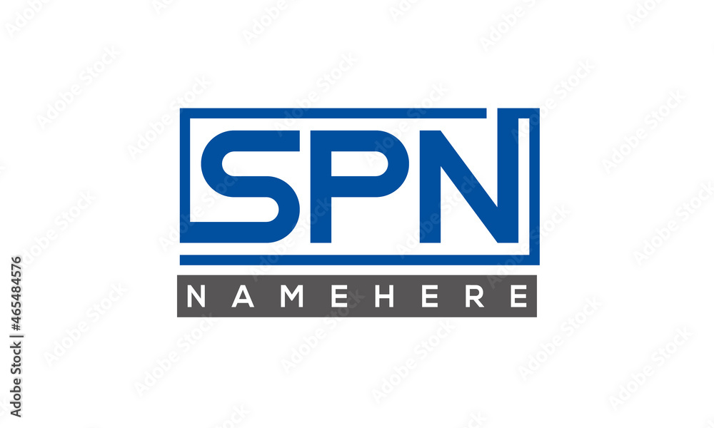 SPN Letters Logo With Rectangle Logo Vector SPN Letters Logo With Rectangle Logo Vector