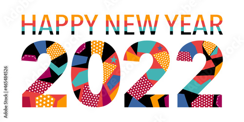 Colorful text happy new year 2022. Season greetings. Holiday celebration