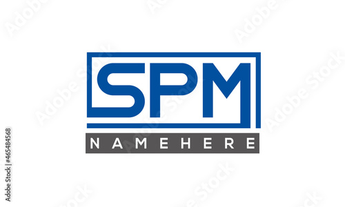 SPM Letters Logo With Rectangle Logo Vector