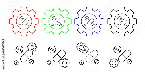 Cigarettes, addictions vector icon in gear set illustration for ui and ux, website or mobile application