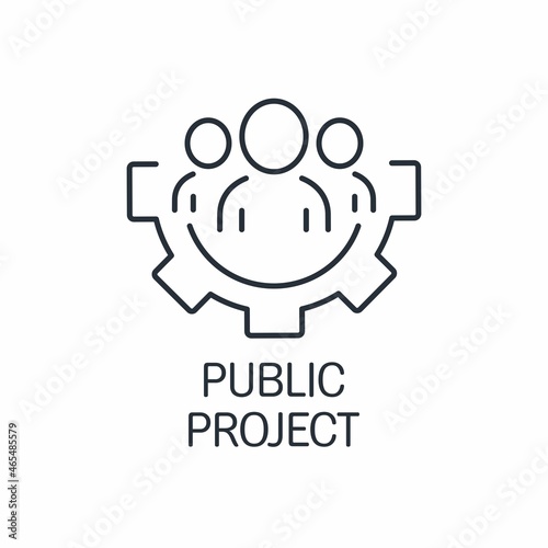 Public project. Vector linear icon isolated on white background.