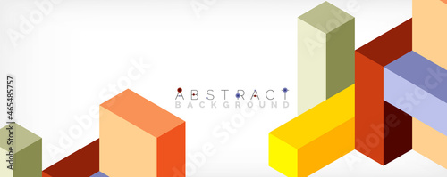Abstract background. 3d cubes, cubic elements and blocks. Techno or business concept for wallpaper, banner, background, landing page