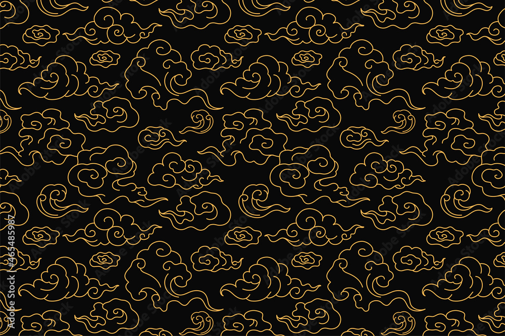Naklejka premium Cloud background, seamless Chinese oriental pattern vector